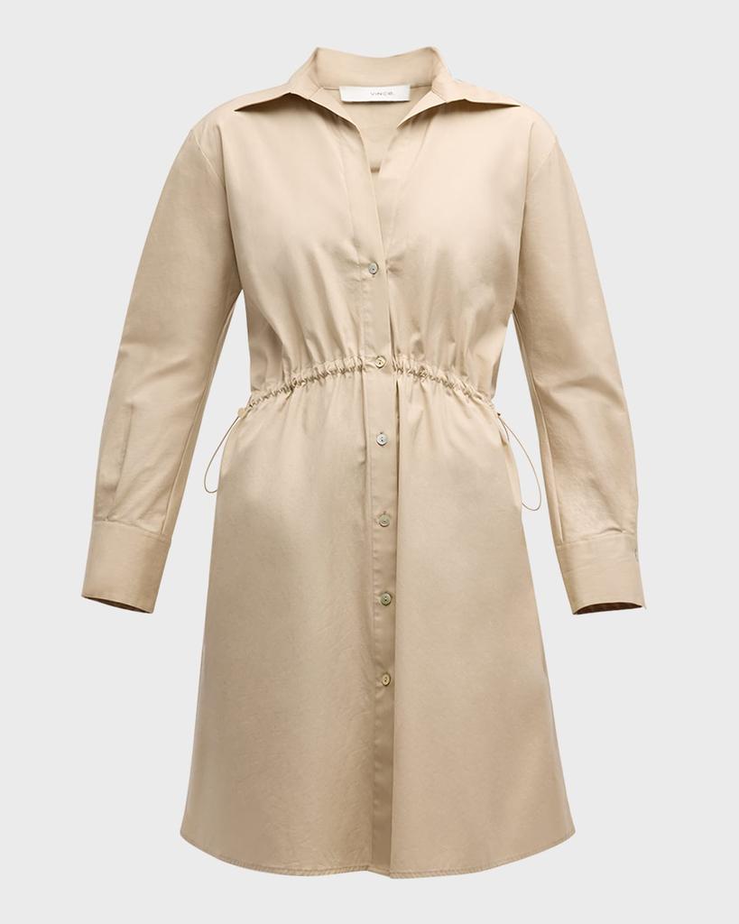 【Vince】 Ruchedコットン shirtdress Cotton Drawcord Ruched Shirt Dress in Dresses & Skirts | Vince