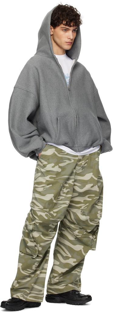 Shop Gray Dense Fleece Star Zip-Up Hoodie on Sale at BeyondStyle