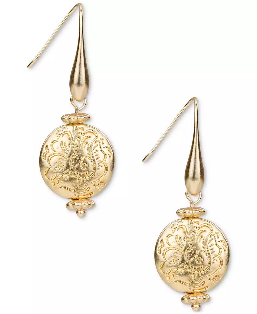 Patricia Nash Gold-Tone Etched Bead Drop Earrings