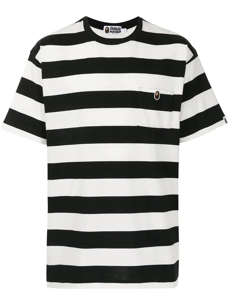 A BATHING APE® stripe-pattern cotton T-shirt - men 1