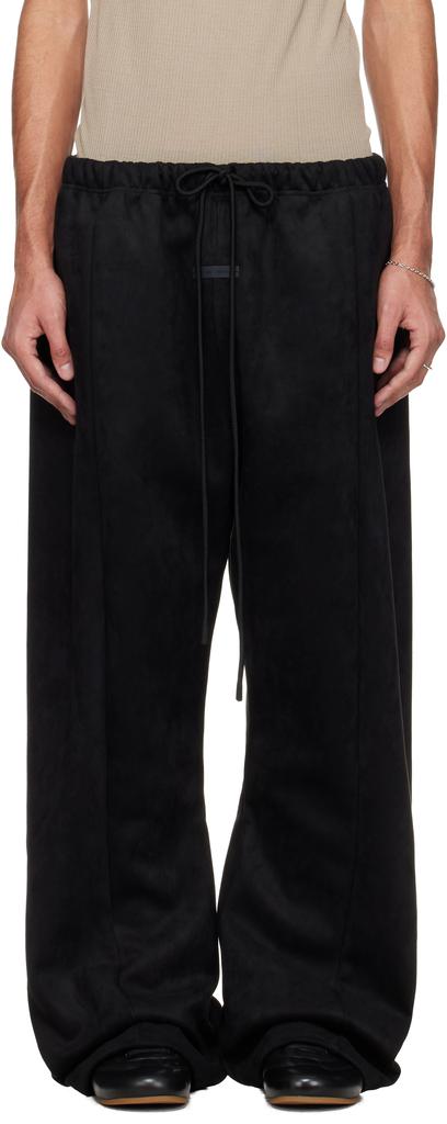 Essentials Black Holiday Flare Faux-Suede Sweatpants