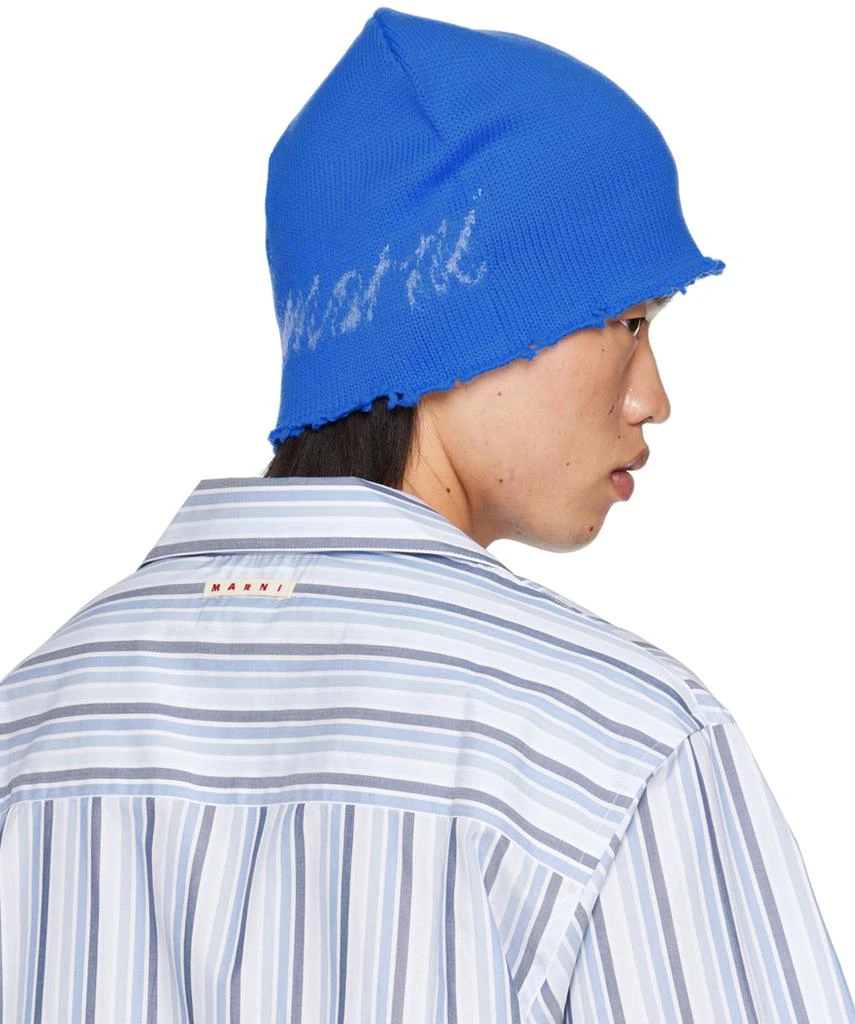 Marni Blue Mohair Logo Beanie 3