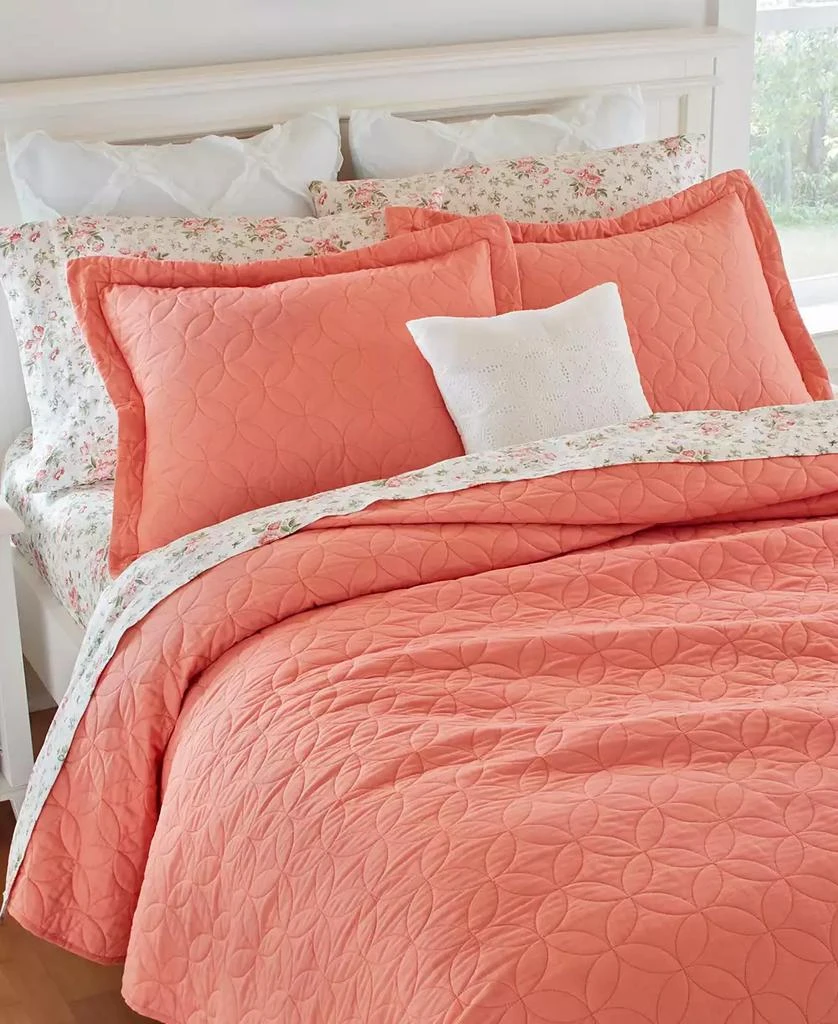 Laura Ashley Laura Ashley Solid Cotton Reversible 3-Pc. Quilt Set, King 5