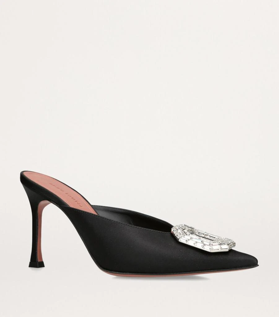 Amina Muaddi Satin Camelia Mules 90 4