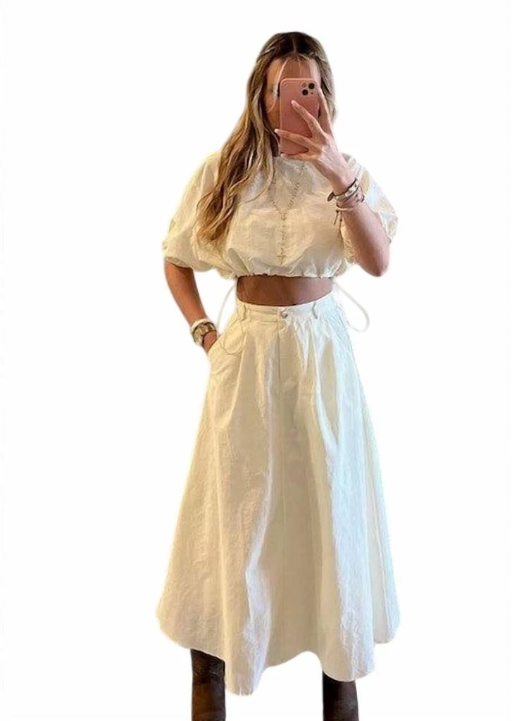 Moon River Moon River - Poplin Midi Skirt 3