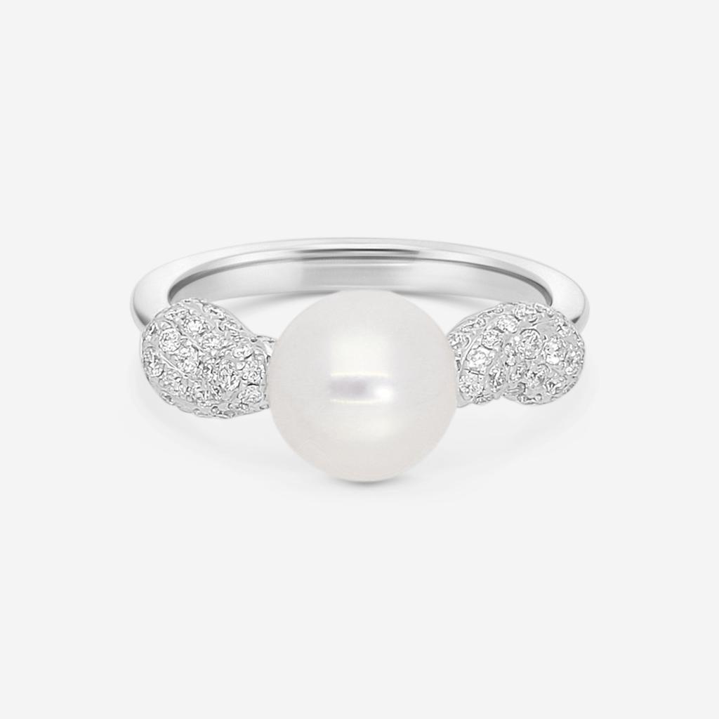 Assael Assael 18K White Gold Diamond & Akoya Cultured Pearl Ring Sz. 6 R4273