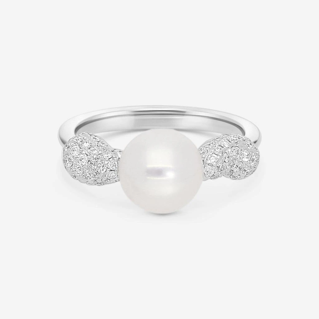 Assael Assael 18K White Gold Diamond & Akoya Cultured Pearl Ring Sz. 6 R4273 1