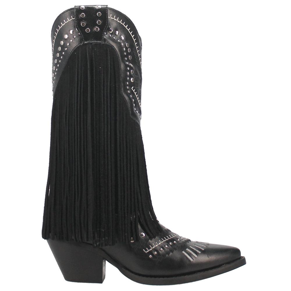 Dingo Gypsy Embroidery Studded Fringe Snip Toe Cowboy Boots