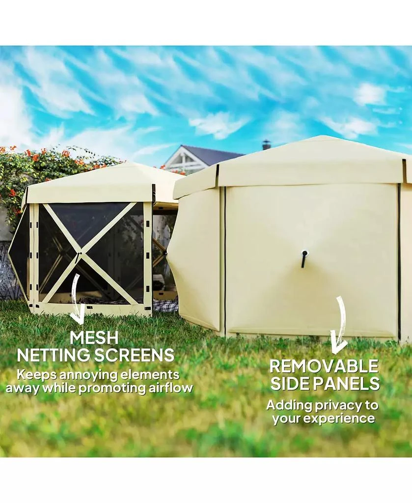 Outsunny 12' x 12' Hexagonal Pop Up Gazebo, Outdoor Canopy Tent, 5
