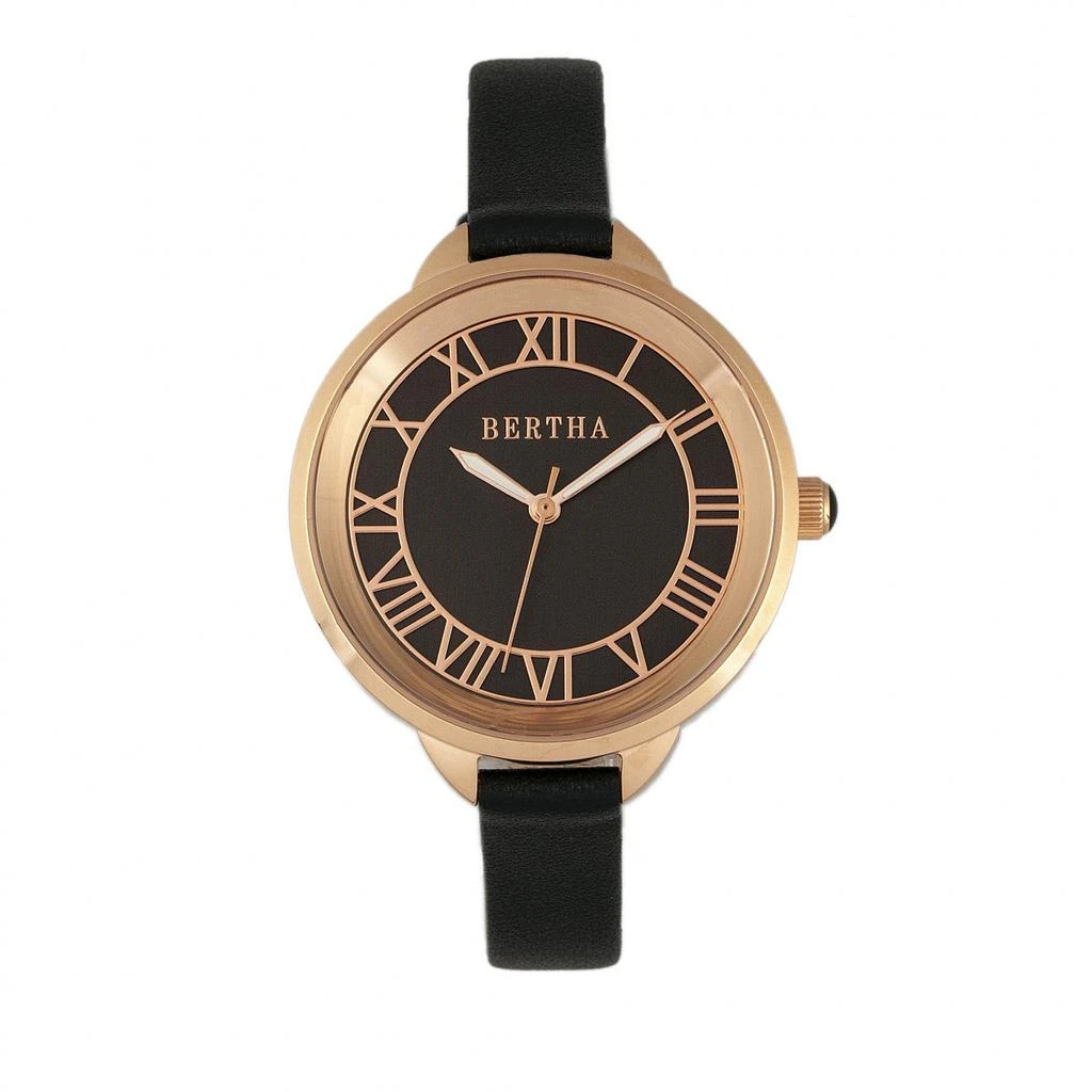 BERTHA Madison Sunray Dial Leather-Band Watch 5