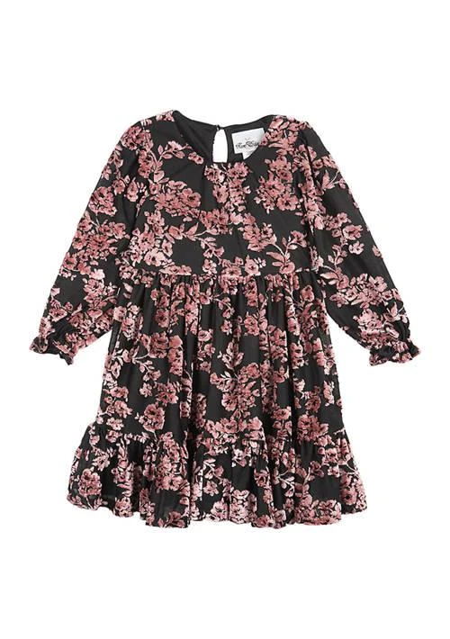 Rare Editions Editions Girls 7 16 Velvet Printed Tiered Dress 1