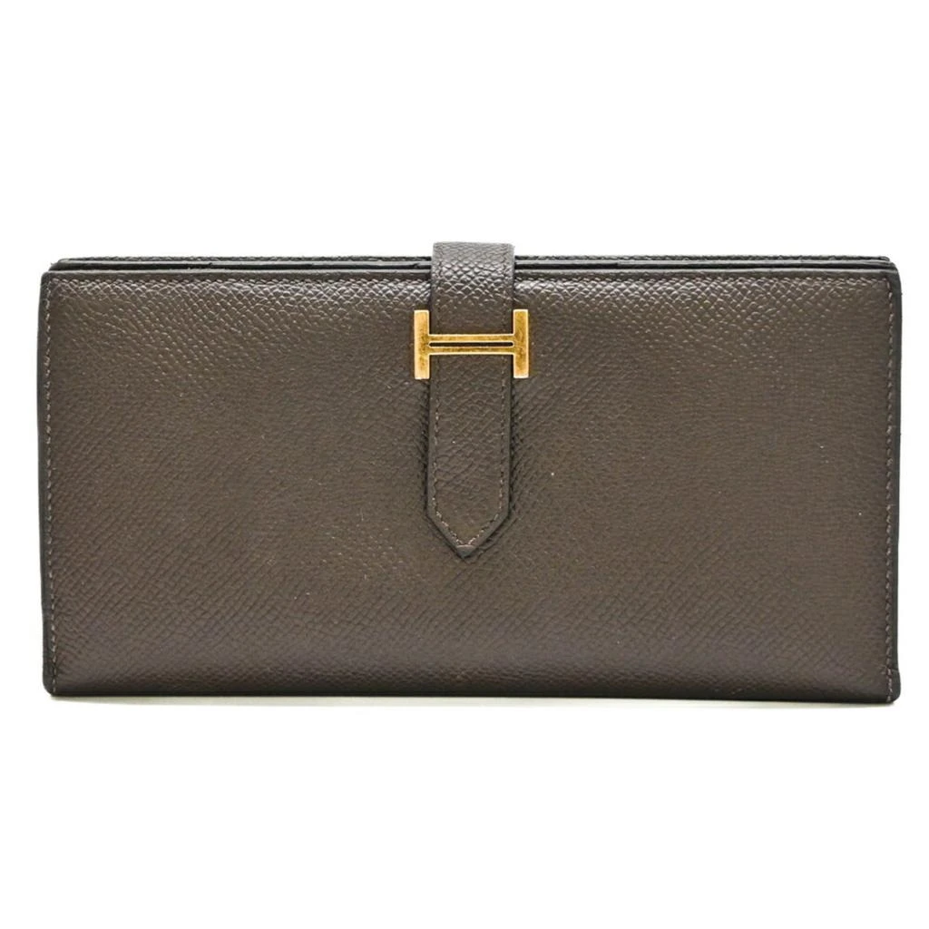 Hermes Bearn Chocolat  Epsom Leather Long Wallet (Bi-Fold) (Pre-Owned) 2