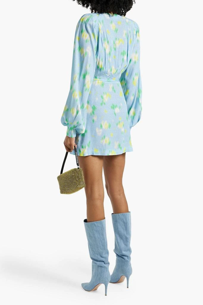 ROTATE Birger Christensen Pleated printed jacquard mini wrap dress 3