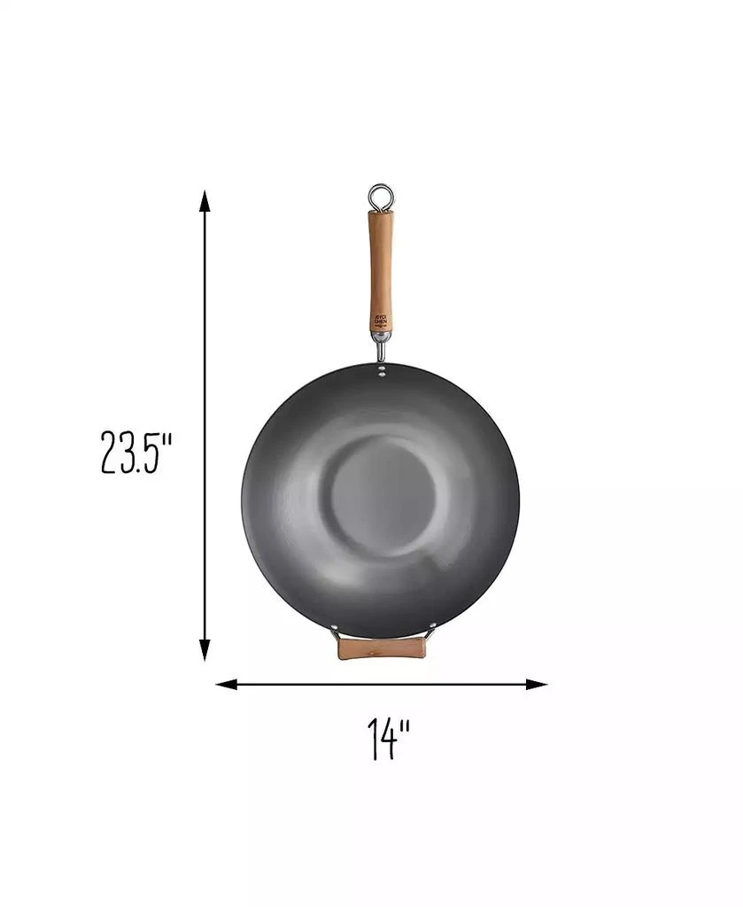 Honey Can Do Classic Series Uncoated Carbon Steel 4-Pc. Wok Set with Lid and Birch Handles 5