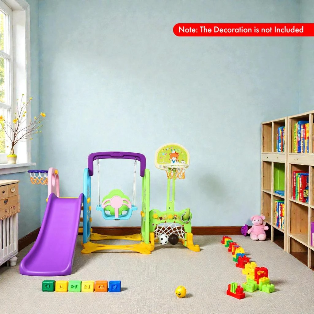 Hivvago Multi-Functional 6-in-1 Playset Featuring Climber, Swing, and Sports Goals 2