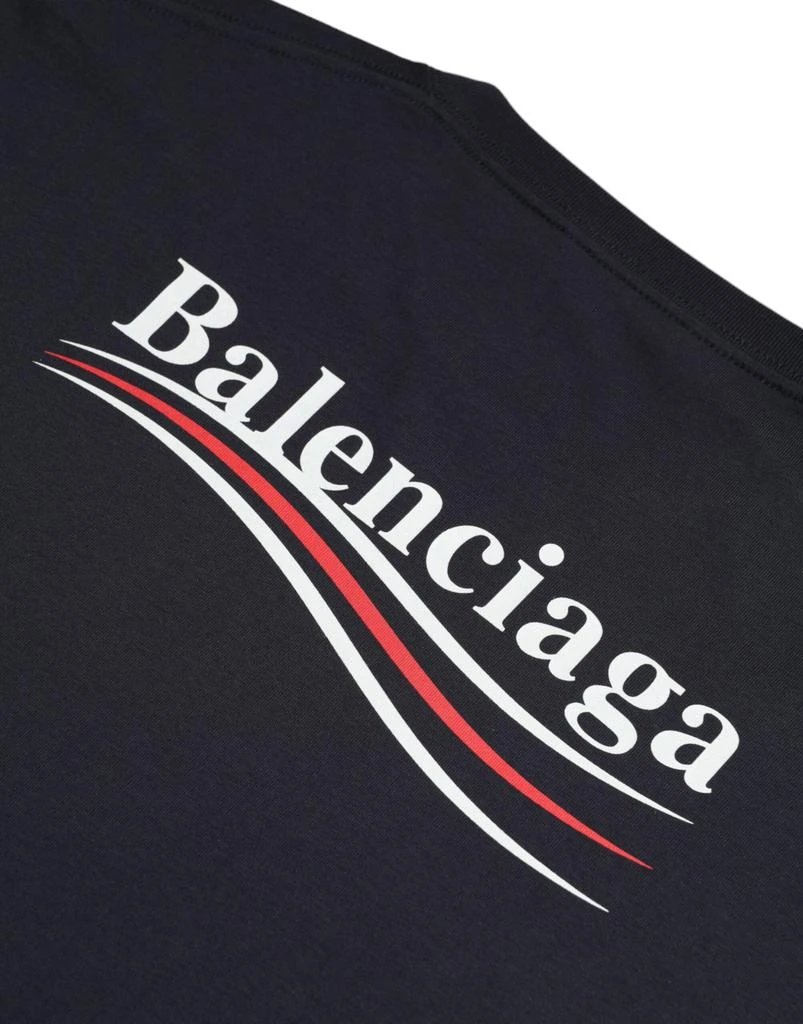 Balenciaga Dark Blue Cotton Logo Crew Neck Short Sleeves T-shirt 4