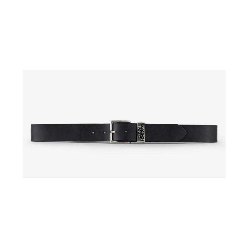 A|X Armani Exchange AX Bold Buckle Logo Leather Belt