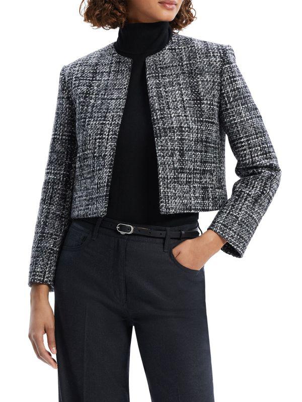 Theory Wool-Blend Tweed Crop Jacket