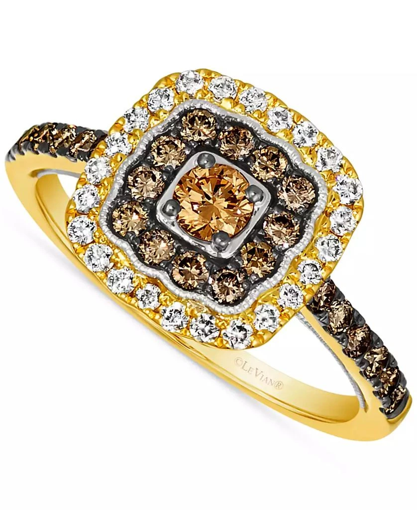 Le Vian Nude Diamond & Chocolate Diamond Double Halo Ring (3/4 ct. t.w.) in 14k Gold 1