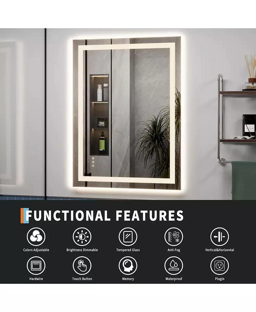 Homfan LED Bathroom Mirror with Front and Backlit Illumination, Dimmable Smart Vanity Mirror with Anti-Fog Feature, Memory Function 7