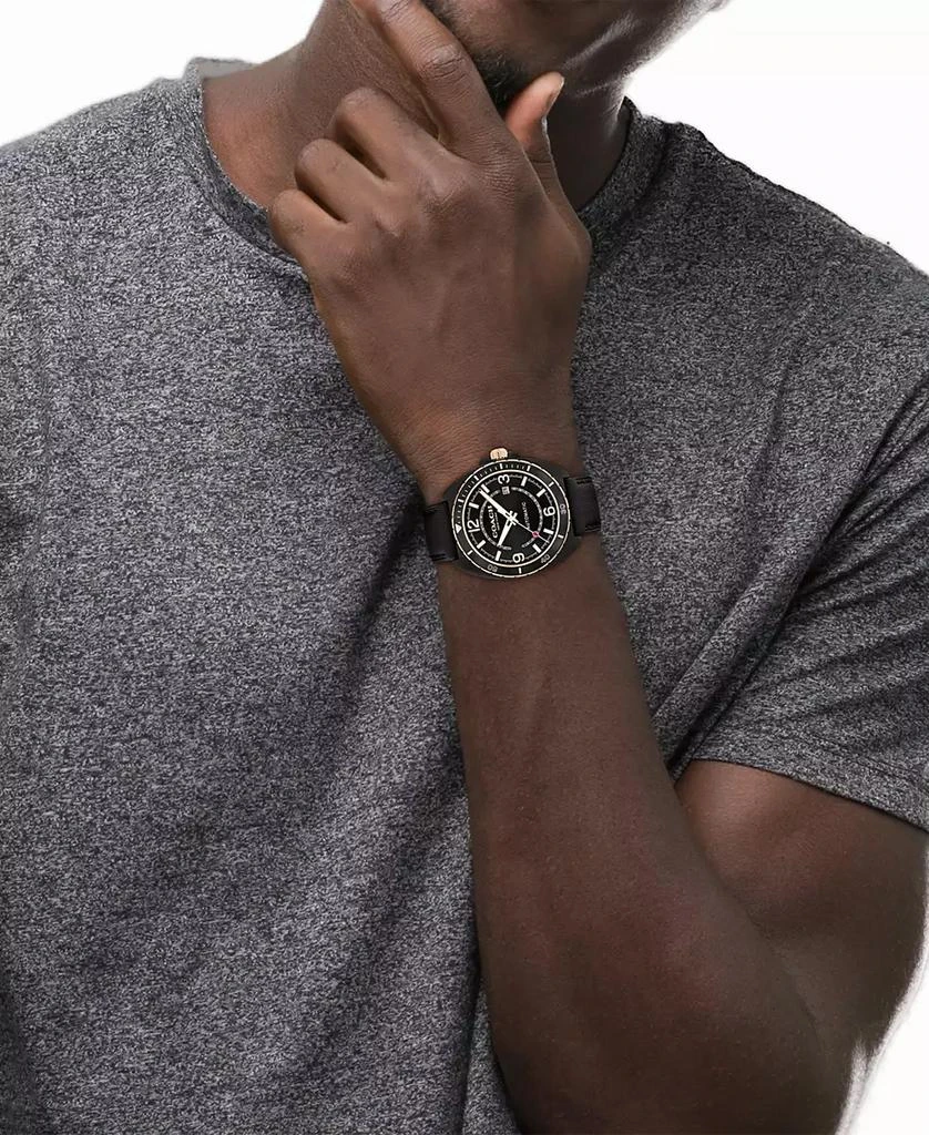 Coach Men's Charter Automatic Black Leather Strap Watch 44.5mm 5