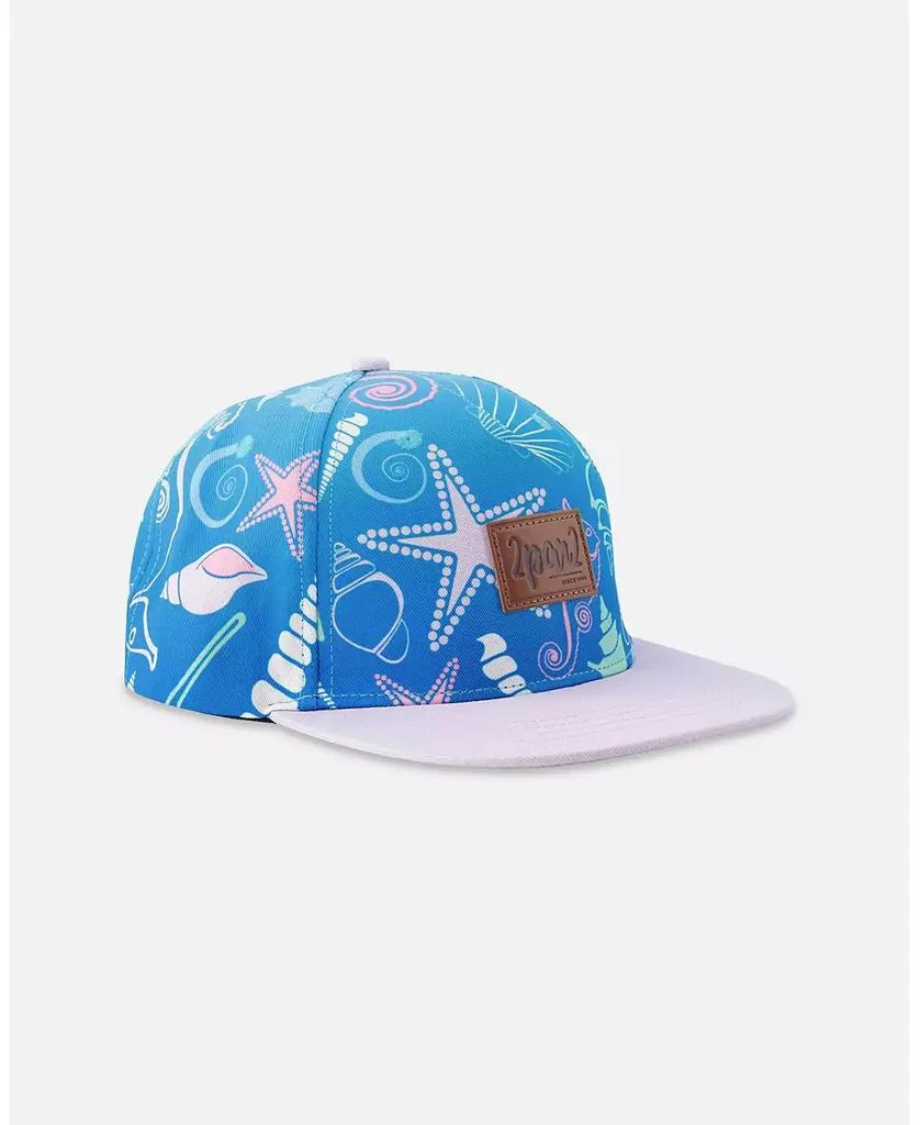 Deux par Deux Baby Girls Cap Blue Shell Print
