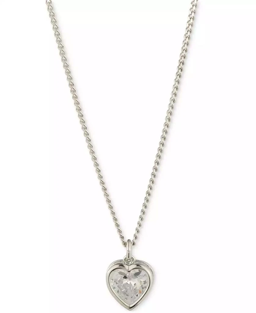 Givenchy Silver-Tone Cubic Zirconia Heart Pendant Necklace, 16" + 3" extender 1