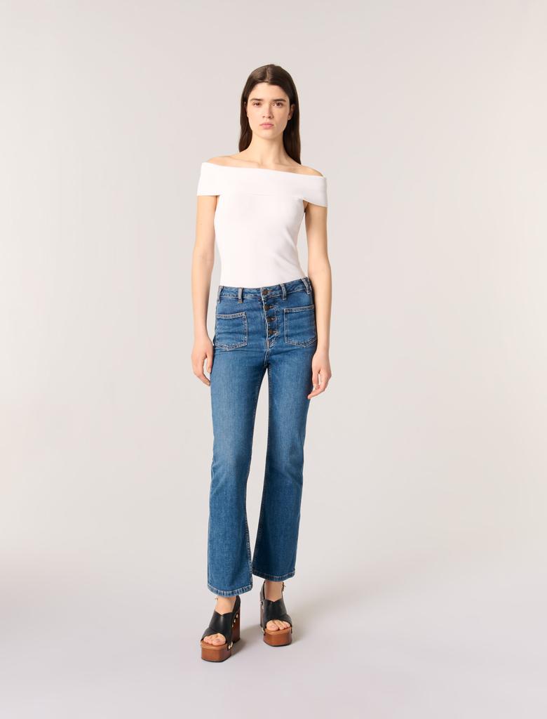 Maje Maje Woman's viscose Rib knit bardot-neck top for Spring/Summer