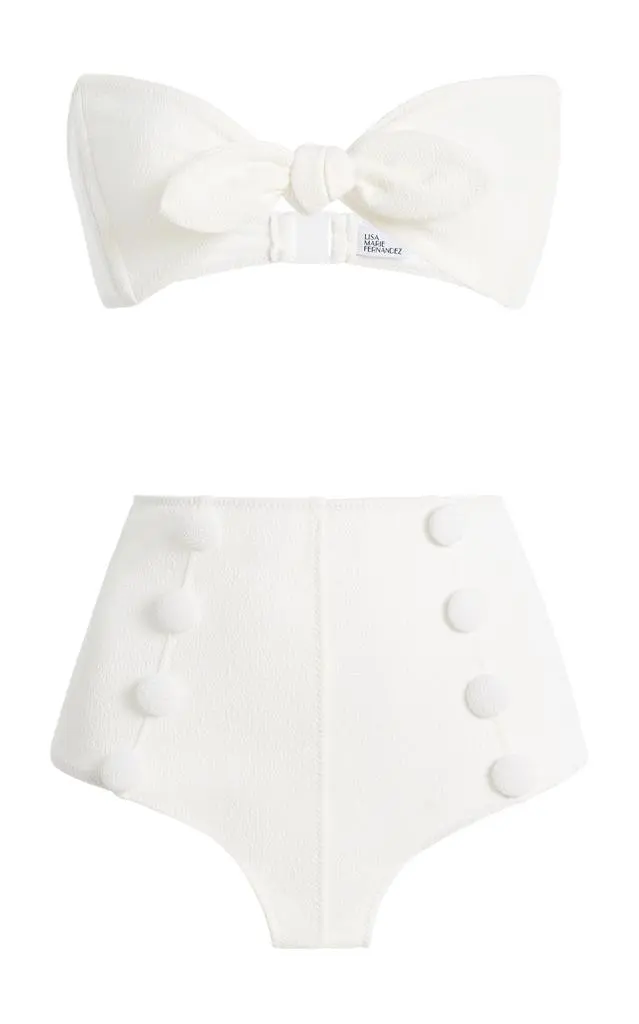 LISA MARIE FERNANDEZ Lisa Marie Fernandez Poppy High-Waist Jacquard Bikini - Moda Operandi