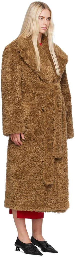 Stella McCartney Tan Belted Plush Teddy Faux-Shearling Coat 2