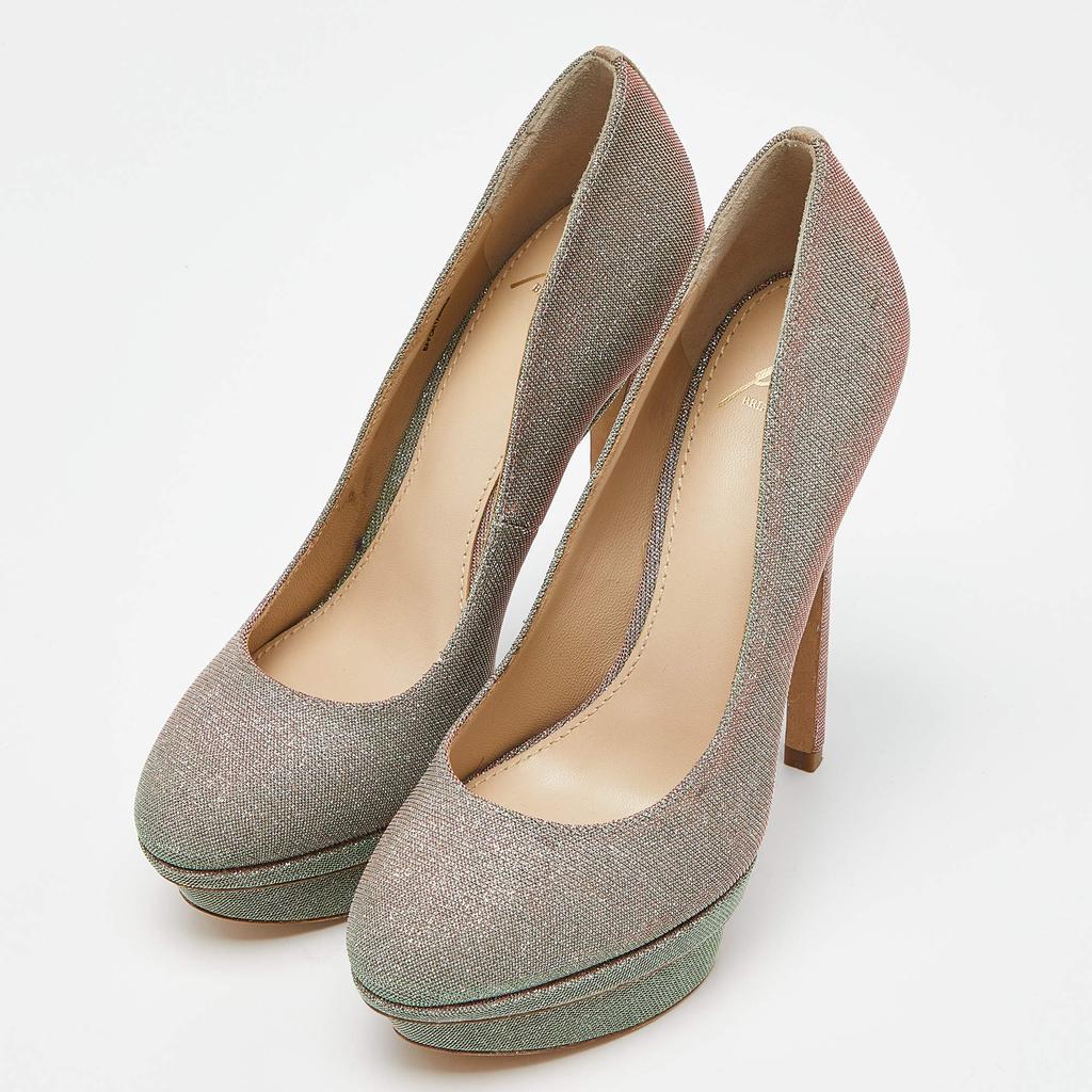 Brian Atwood Brian Atwood Holographic Lurex Fabric Platform Pumps Size 37.5