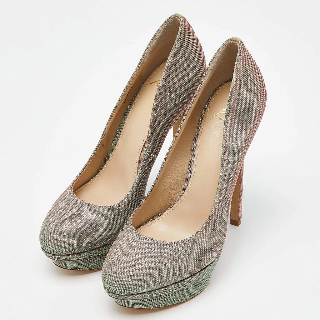 Brian Atwood Brian Atwood Holographic Lurex Fabric Platform Pumps Size 37.5 2