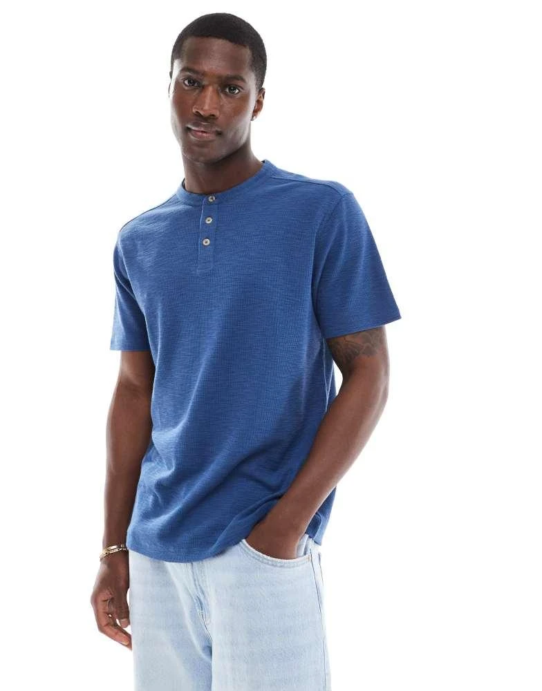 ASOS ASOS DESIGN henley t-shirt in navy 1