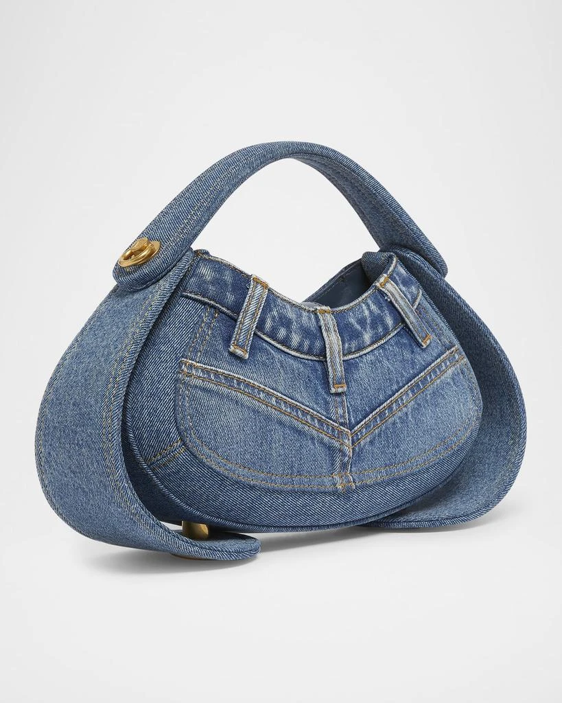 Balmain Jolie Madam Medium Top-Handle Bag in Denim 3