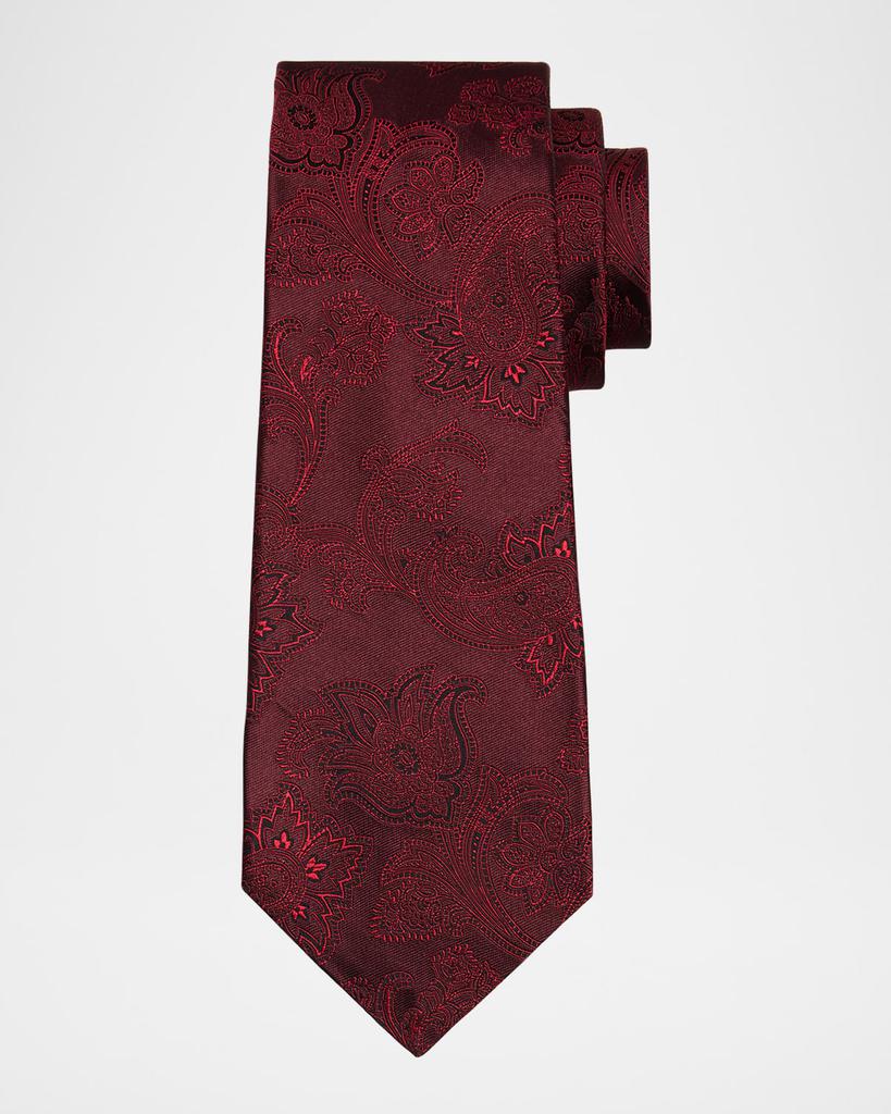 Kiton Men's Tonal Paisley Jacquard Silk 7-Fold Tie