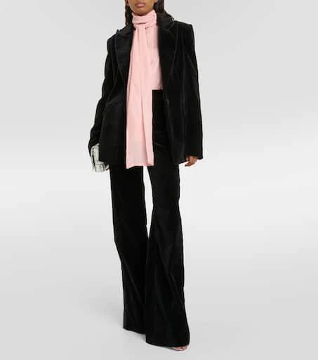 Costarellos Barine cotton velvet straight pants 2