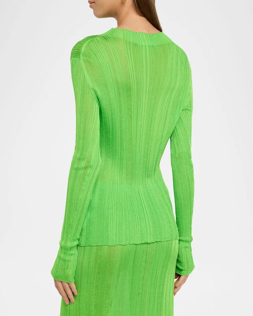 Gabriela Hearst Aveda Mock-Neck Silk Plisse Knit Sweater 3
