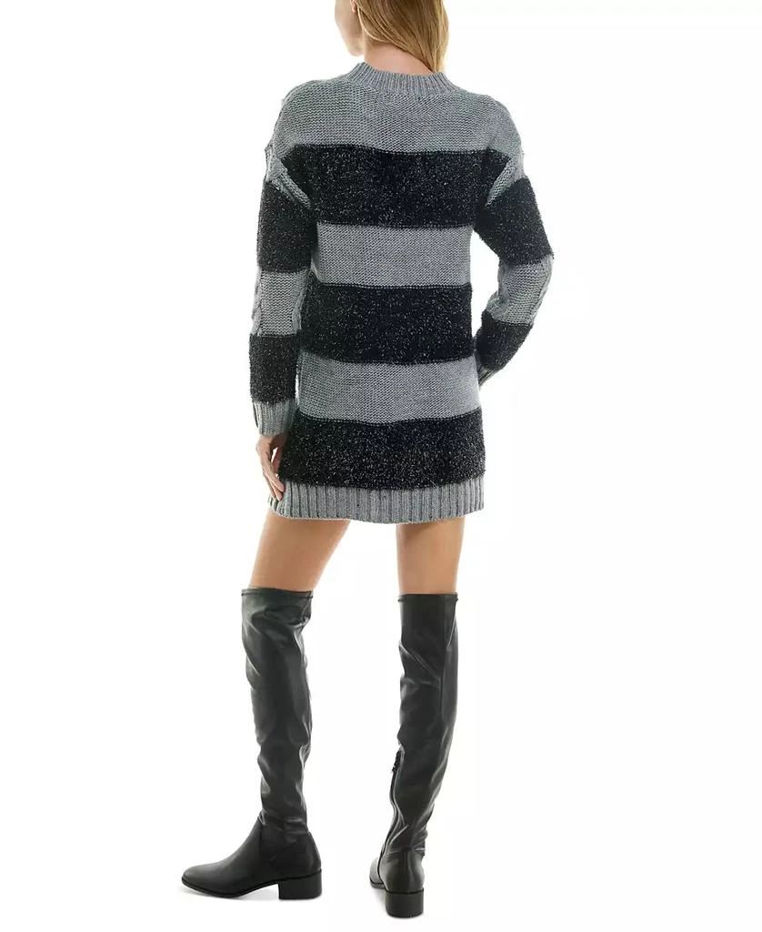 Crystal Doll Juniors' Fuzzy Stripe Cable Knit Sweater Dress 3