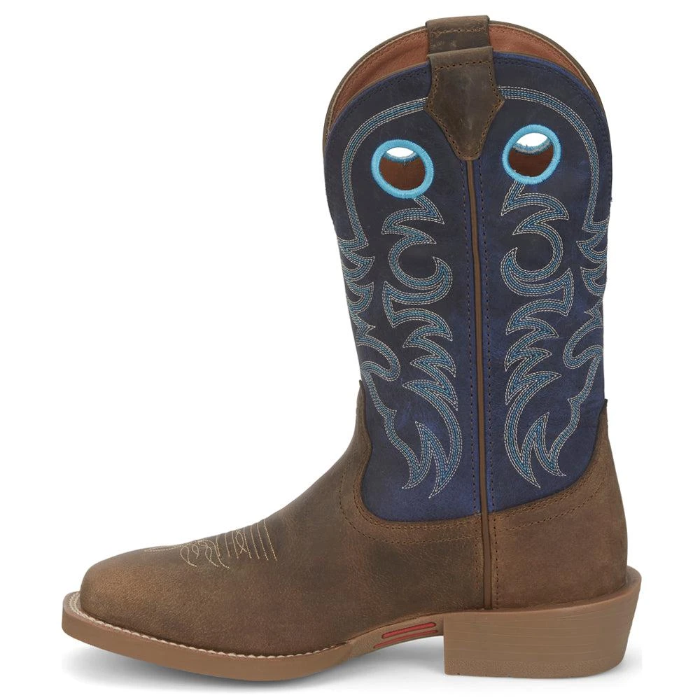 Justin Boots Muley 12 Inch Water Buffalo Embroidered Square Toe Cowboy Boots 3