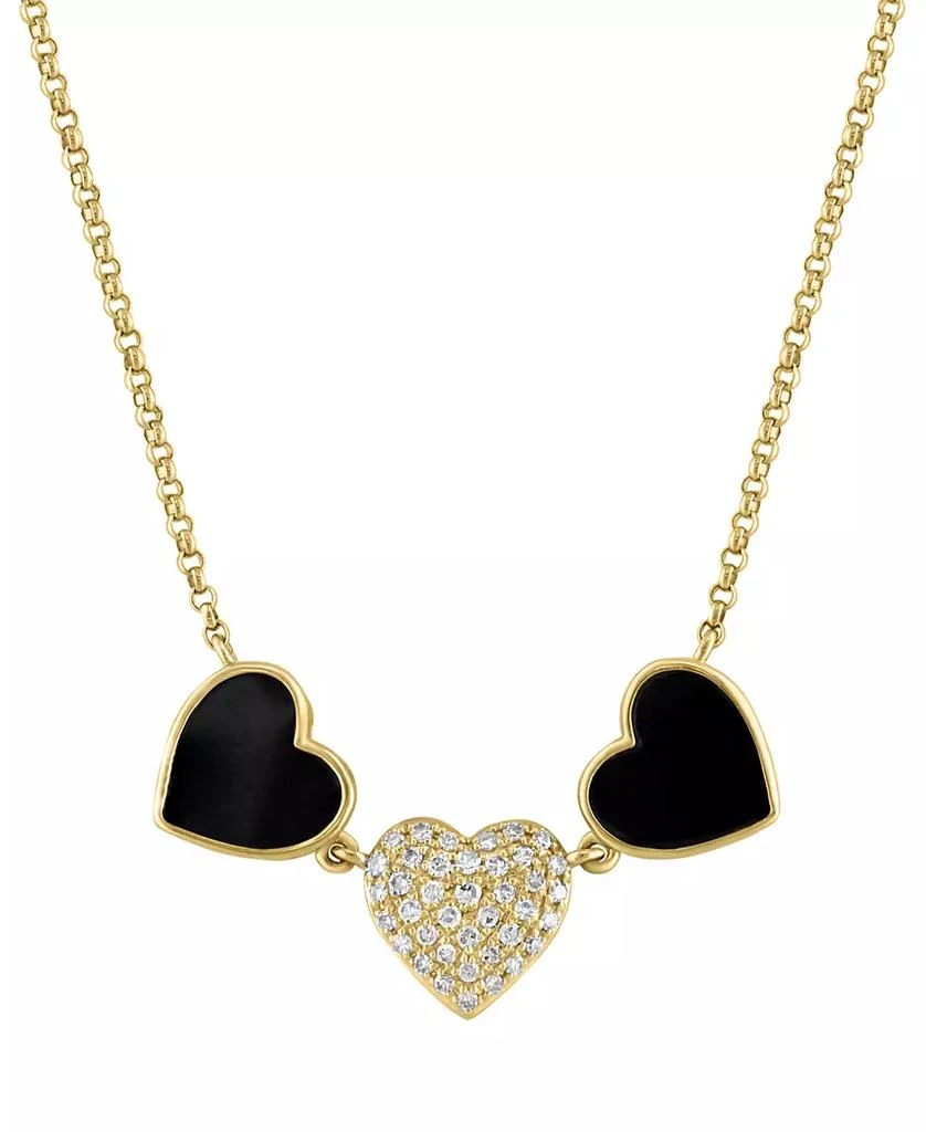 Shop EFFY® Onyx Diamond (1/10 Heart Collar Necklace in