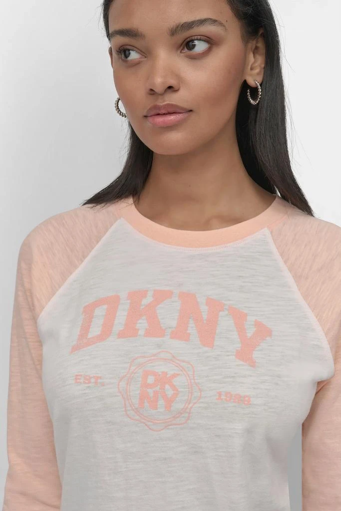 DKNY ARCHED NEW YORK  LOGO RAGLAN LONG SLEEVE TEE 5