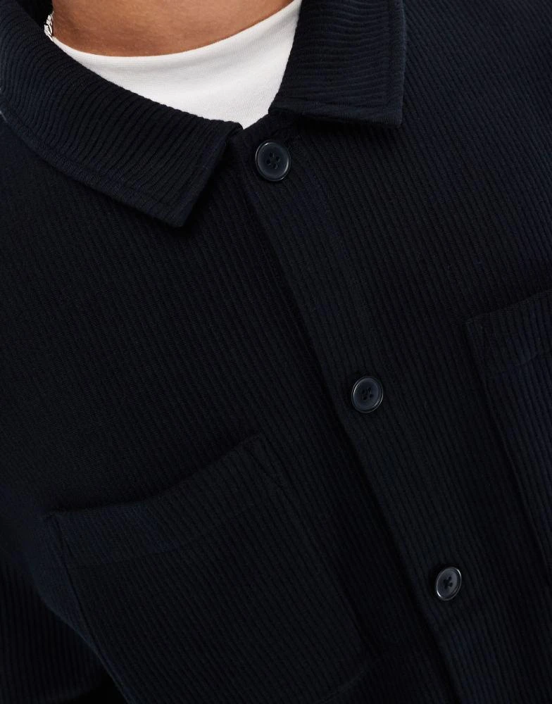 ASOS ASOS DESIGN oversized ribbed jersey harrington jacket in black 4