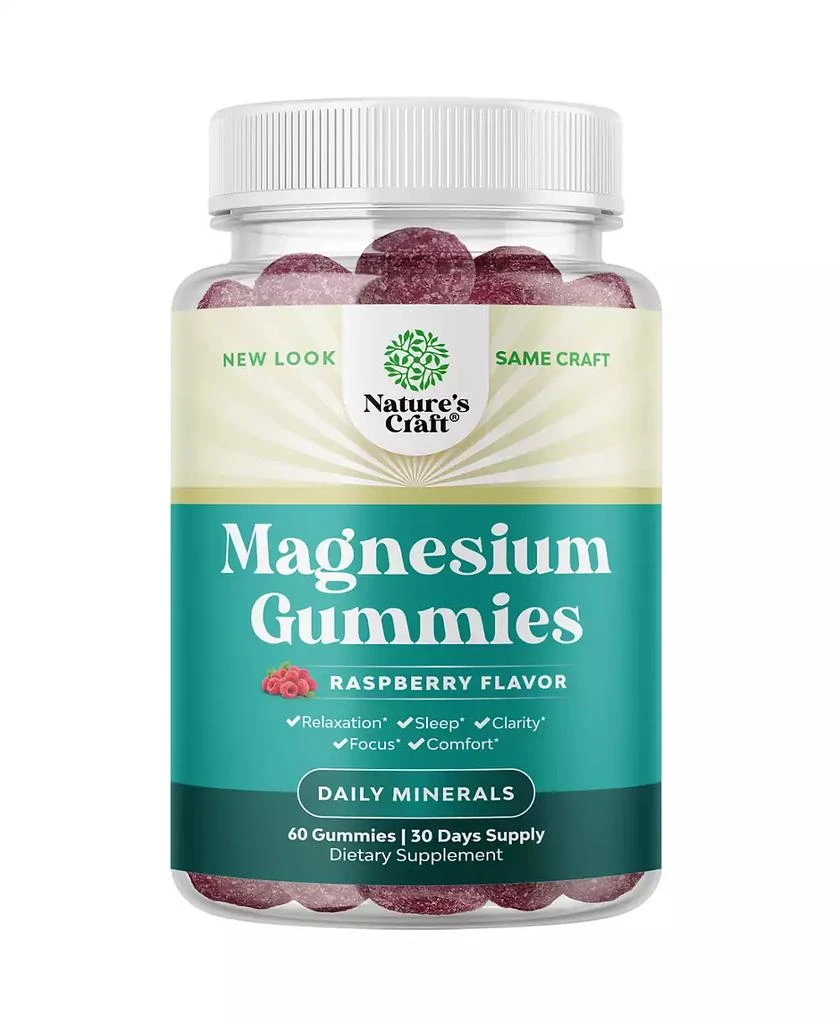 Nature
s Craft Magnesium Gummies, Sleep
Relaxation Support Gummies, Rasperry Flavor, 60ct