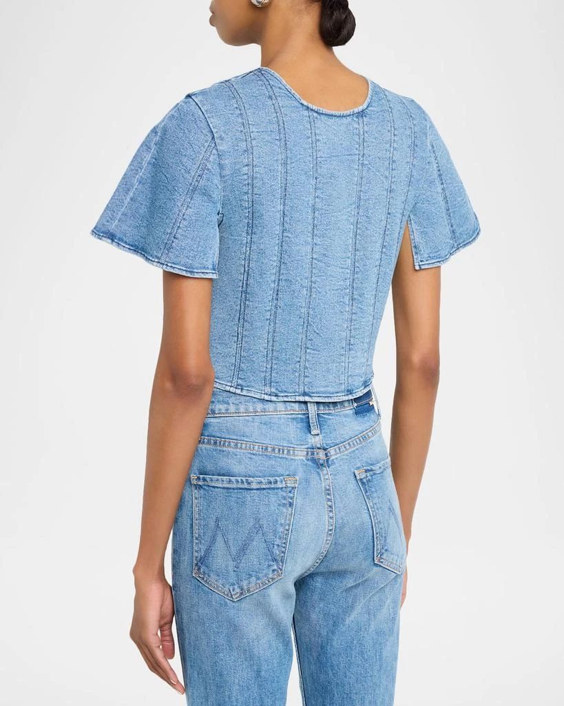 SIMKHAI Kolby Short-Sleeve Denim Top 3
