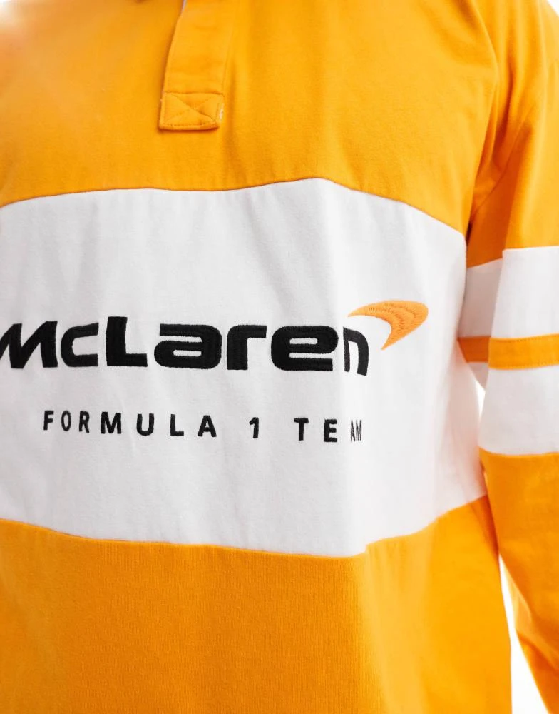 HOLLISTER Hollister Mclaren long sleeve rugby polo in orange 2