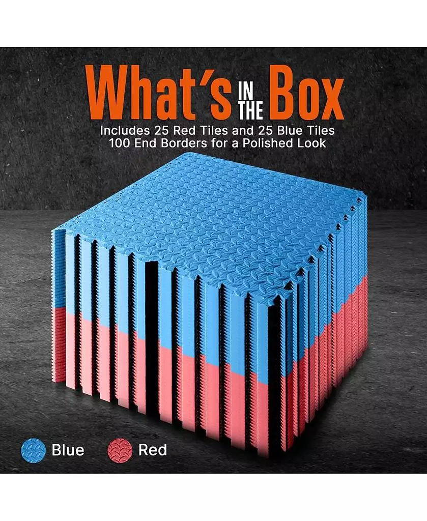 SQUATZ 50-Piece Puzzle Exercise Mat, EVA Foam Tiles, Red/Blue 2