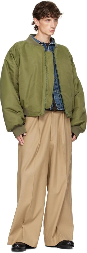 Hed Mayner Khaki Nylon Bomber Jacket 4