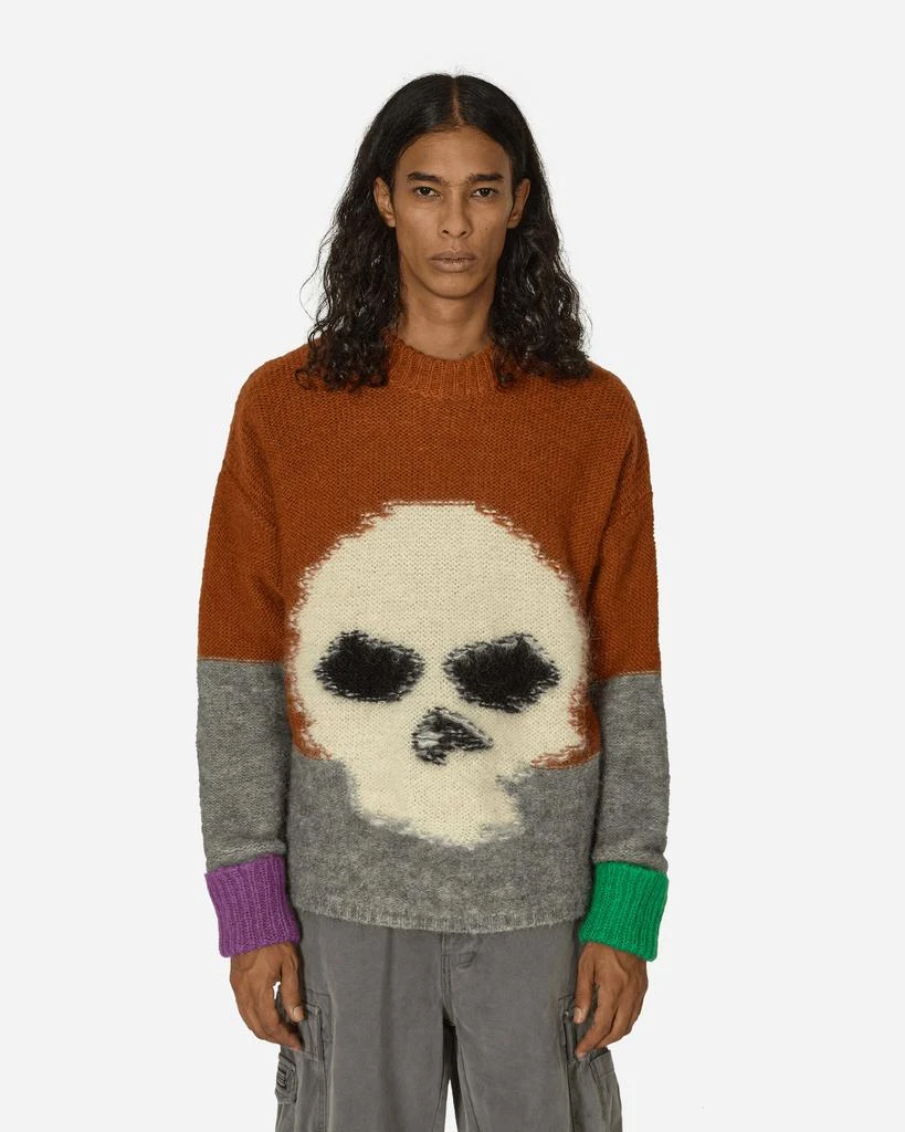 ERL Mohair Skull Intarsia Sweater Brown 1