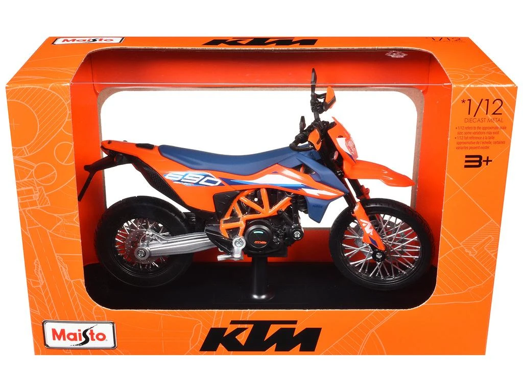 Maisto 2023 KTM 690 SMC R Orange and Blue with Display Base 1/12 Diecast Model by