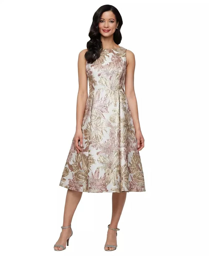 Alex Evenings Petite Metallic Jacquard A-Line Dress 1